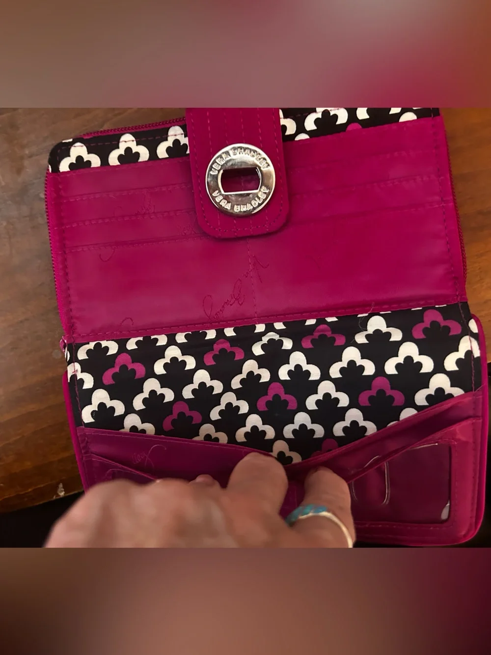 vera bradley Quilted Magenta Turn lock Zip-Around organizer Wallet